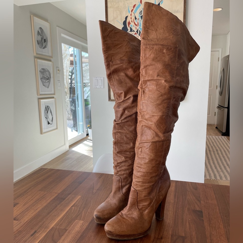 Jessica Simpson, tan over the knee boot size 9.